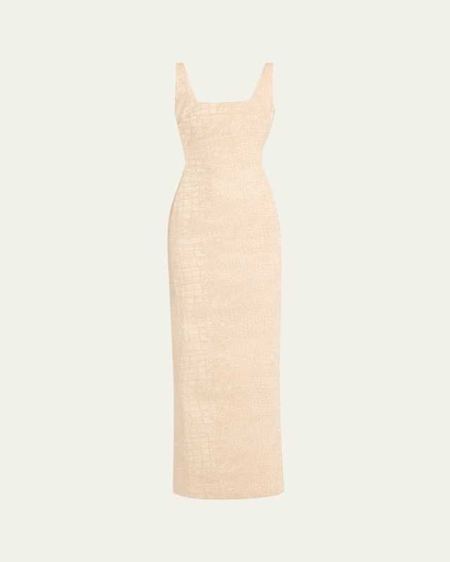 La Robe Crayon Croc Woven Maxi Dress